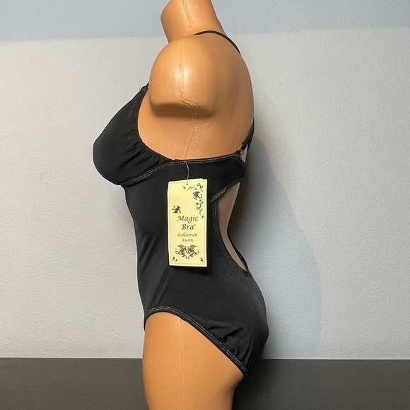 Nwt Magic Bra Cleavage Enhancement One Piece Black Swimsuit (SW22) - Picture 4 of 14